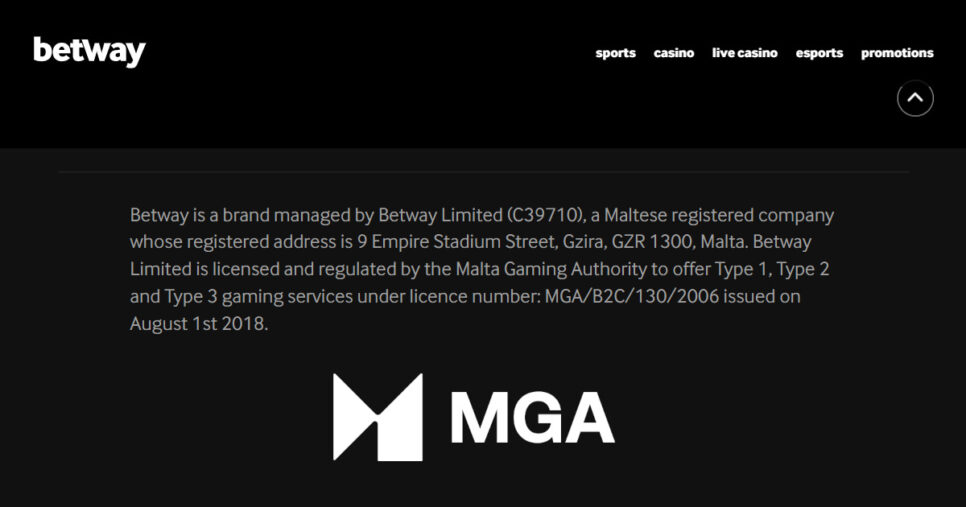 MGA licensed casino - Betway