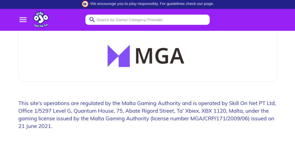 Top MGA casino site - PlayOJO